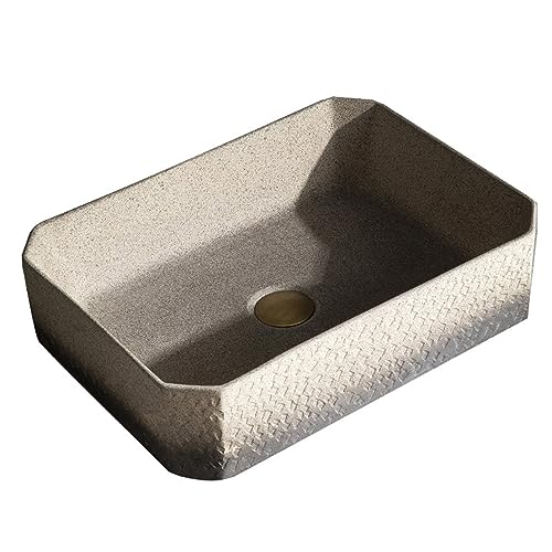 GLETSF Art Badezimmer-Waschbecken Im Vintage-Industriestil, Aufsatzwaschbecken, 36 X 49 X 12 cm, Keramikwaschbecken Für Zuhause, Waschtisch Für Den Balkon Mit Wasserhahn Und ABF GLETSF Art Badezimmer-Waschbecken Im Vintage-Industriestil, Aufsatzwaschbecken, 36 X 49 X 12 cm, Keramikwaschbecken Für Zuhause, Waschtisch Für Den Balkon Mit Wasserhahn Und ABF von GLETSF