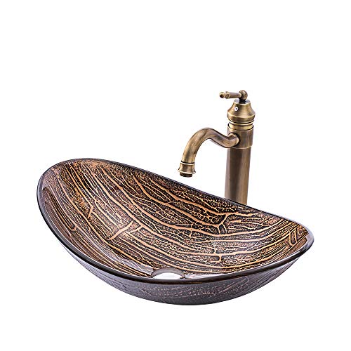 GLETSF Aufsatzwaschbecken-Set Für Badezimmer, Ovales Aufsatzwaschbecken Aus Gehärtetem Glas Mit Wasserhahn Und Pop-Up-Ablaufgarnitur – Moderne Aufsatzwaschschüssel-3 von GLETSF