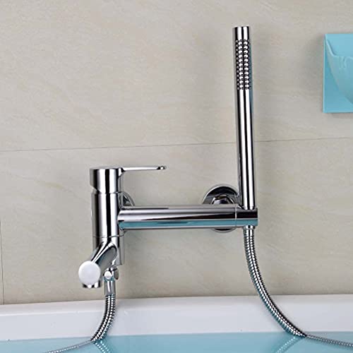 GLETSF Badewannenarmatur Mit Dusche, An Der Wand Montiertes Wasserfall-Badewannenduschsystem, Eingebettet In Wandwannenhähne, Messing-Waschbeckenhähne Mit Handbrause Und Edelsta-Chrome GLETSF Badewannenarmatur Mit Dusche, An Der Wand Montiertes Wasserfall-Badewannenduschsystem, Eingebettet In Wandwannenhähne, Messing-Waschbeckenhähne Mit Handbrause Und Edelsta-Chrome von GLETSF