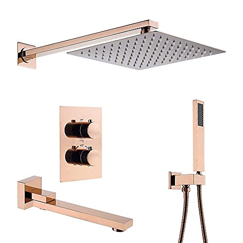 GLETSF Badewannenarmatur Thermostatischer Badezimmer-Duschsystem-Wasserhahn 8-12" Kopf Verdecktes Badewannen-Kit Regenumsteller Badewannenmischbatterie-Set Feste Unterstützung, R GLETSF Badewannenarmatur Thermostatischer Badezimmer-Duschsystem-Wasserhahn 8-12" Kopf Verdecktes Badewannen-Kit Regenumsteller Badewannenmischbatterie-Set Feste Unterstützung, R von GLETSF