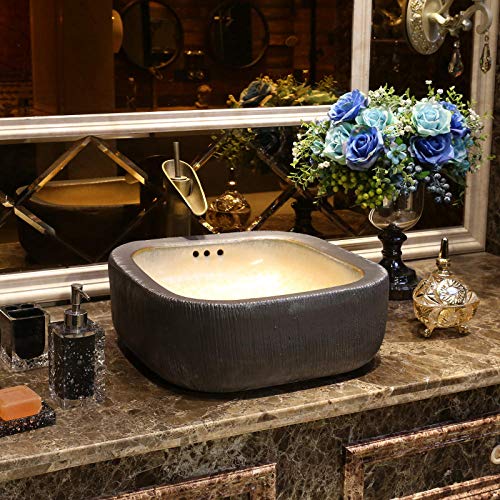 GLETSF Badezimmer Waschbecken, Aufsatzwaschbecken Handgefertigtes Kunstkeramik Waschbecken, Badezimmer Waschbecken, Handbemaltes Keramik Waschbecken von GLETSF