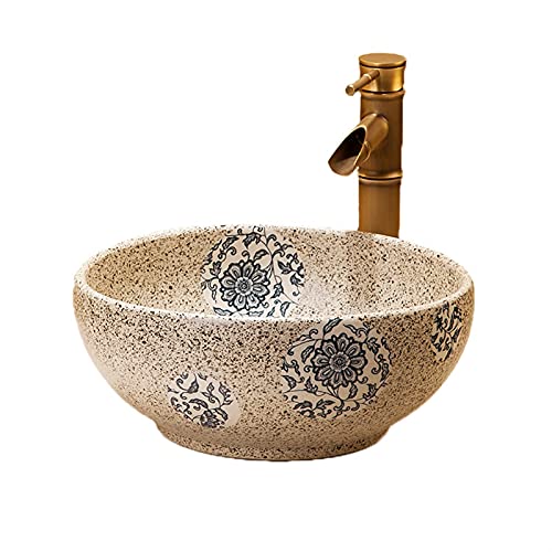 GLETSF Badezimmer-Waschbecken, Rund, Kunst-Keramik-Waschbecken, Balkon-Aufsatzwaschbecken, Toilettenspüle, Passendes Haushalts-Set, Abfluss, 35,4 X 14 cm GLETSF Badezimmer-Waschbecken, Rund, Kunst-Keramik-Waschbecken, Balkon-Aufsatzwaschbecken, Toilettenspüle, Passendes Haushalts-Set, Abfluss, 35,4 X 14 cm von GLETSF