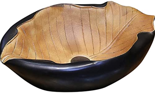 GLETSF Badezimmer-Waschbecken, Waschbecken Über Der Theke, Waschbecken, Kreatives Alien-Blatt-Kunst-Waschbecken, Retro-Waschbecken Aus Dicker Keramik Im Industriestil von GLETSF
