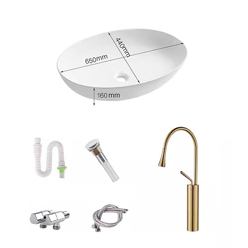 GLETSF Badezimmer Waschbecken Gefäß Waschbecken Nordic Light Luxury Keramik Tisch Waschbecken Oval Hotel Home Waschbecken Balkon Waschbecken Waschbecken Art Basin GLETSF Badezimmer Waschbecken Gefäß Waschbecken Nordic Light Luxury Keramik Tisch Waschbecken Oval Hotel Home Waschbecken Balkon Waschbecken Waschbecken Art Basin von GLETSF