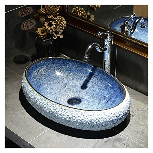 GLETSF Badezimmer-Waschtisch, Waschbecken Über Der Theke, Waschbecken, Badezimmer-Arbeitsplatte, Garderobengefäß, Keramikschale, 21 Zoll, Künstlerisches Waschbecken Über Der The GLETSF Badezimmer-Waschtisch, Waschbecken Über Der Theke, Waschbecken, Badezimmer-Arbeitsplatte, Garderobengefäß, Keramikschale, 21 Zoll, Künstlerisches Waschbecken Über Der The von GLETSF