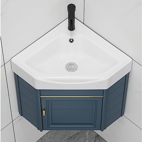 GLETSF Badezimmermöbel-Set mit Waschbecken, Kleines Waschbecken mit Unterschrank, Kleines Badezimmerwaschbecken mit Keramikspüle, An der Wand montierte Eck-Badezimmerschrank-KOM GLETSF Badezimmermöbel-Set mit Waschbecken, Kleines Waschbecken mit Unterschrank, Kleines Badezimmerwaschbecken mit Keramikspüle, An der Wand montierte Eck-Badezimmerschrank-KOM von GLETSF