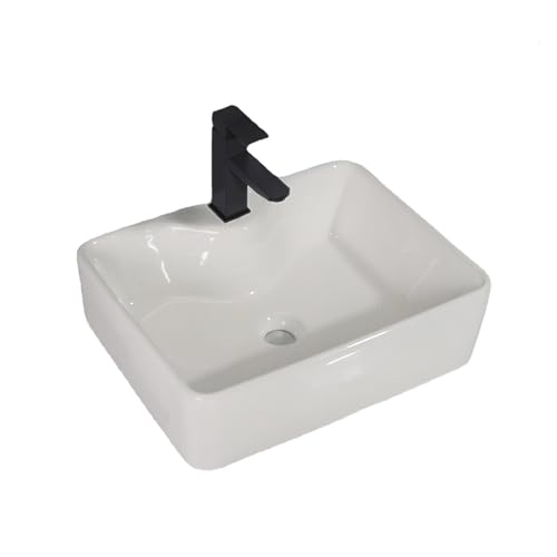 GLETSF Badezimmerwaschbecken Aufsatzwaschbecken Balkon Badezimmer Keramik Tischwaschbecken Küchenspüle Quadratisch Modern Einfach Keramik Aufsatzwaschbecken von GLETSF
