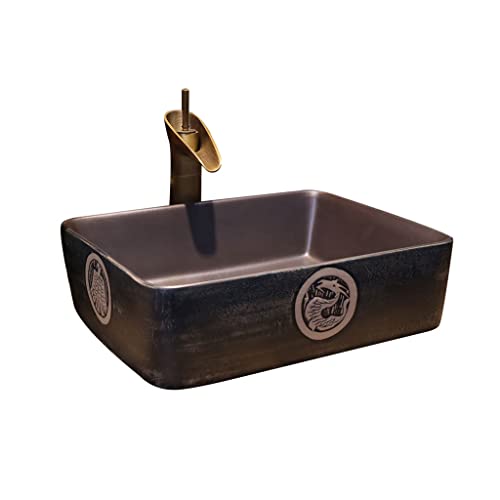 GLETSF Badezimmerwaschbecken Badezimmer-Aufsatzwaschbecken Vintage Art Aufsatzwaschbecken Badezimmerutensilien Waschbecken Rechteckiges Keramikwaschbecken Mit Wasserhahn Aufsatz GLETSF Badezimmerwaschbecken Badezimmer-Aufsatzwaschbecken Vintage Art Aufsatzwaschbecken Badezimmerutensilien Waschbecken Rechteckiges Keramikwaschbecken Mit Wasserhahn Aufsatz von GLETSF