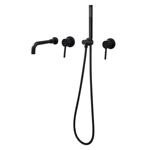 GLETSF Duschkopf-Set, Badewannenarmaturen Chrom Unterputz-Duschmischbatterien Wandmontage 360° Drehbarer Wasserhahn Einhebel-Duschmischer, Gebürstetes Gold-A-Black-A GLETSF Duschkopf-Set, Badewannenarmaturen Chrom Unterputz-Duschmischbatterien Wandmontage 360° Drehbarer Wasserhahn Einhebel-Duschmischer, Gebürstetes Gold-A-Black-A von GLETSF