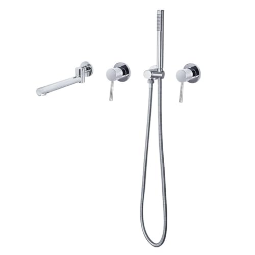 GLETSF Duschkopf-Set, Badewannenarmaturen Chrom Unterputz-Duschmischbatterien Wandmontage 360° Drehbarer Wasserhahn Einhebel-Duschmischer, Gebürstetes Gold-A-Chrome-B GLETSF Duschkopf-Set, Badewannenarmaturen Chrom Unterputz-Duschmischbatterien Wandmontage 360° Drehbarer Wasserhahn Einhebel-Duschmischer, Gebürstetes Gold-A-Chrome-B von GLETSF