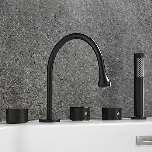 GLETSF Duschset 5-Loch Badewannen-Duschmischbatterie-Set Zweihebel-Badewannen-Duschmischbatterie Moderne Badewannenarmaturen Badewannenmischbatterie Mit Ausziehbarer Handbrause,-Black-A GLETSF Duschset 5-Loch Badewannen-Duschmischbatterie-Set Zweihebel-Badewannen-Duschmischbatterie Moderne Badewannenarmaturen Badewannenmischbatterie Mit Ausziehbarer Handbrause,-Black-A von GLETSF