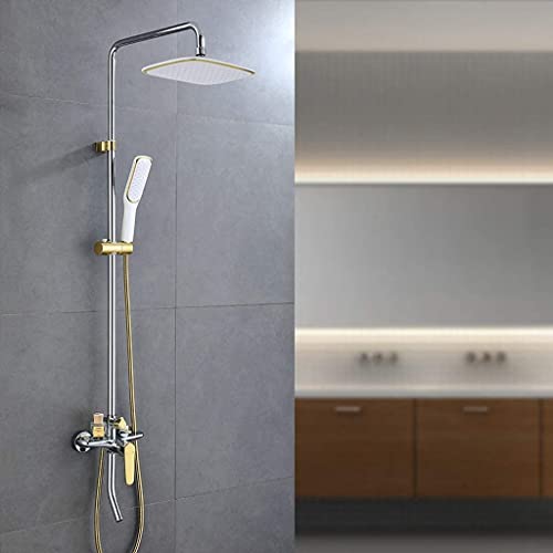 GLETSF Duschset-System Badezimmer Regendusche Wasserhahn Badewanne Duschkopf Messing Wassersparendes Duschmischset 3 Funktionsdusche-Gold GLETSF Duschset-System Badezimmer Regendusche Wasserhahn Badewanne Duschkopf Messing Wassersparendes Duschmischset 3 Funktionsdusche-Gold von GLETSF