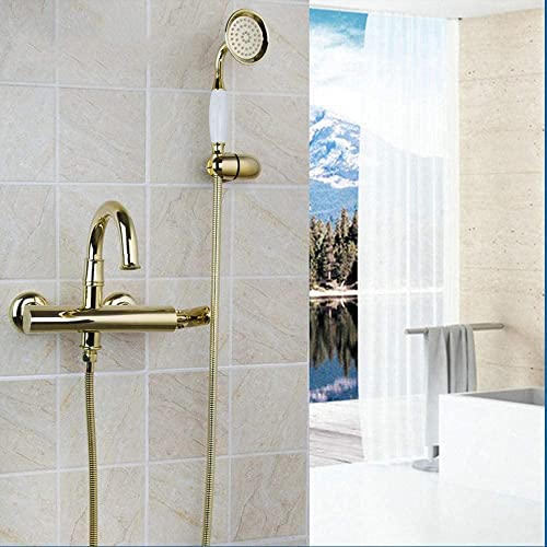 GLETSF Duschset Wasserhahn Mischbatterie Regen Wasserhahn Wandmontage Handbrause Badewannenmontage Badezimmer Sprayer Regenventil Gold-Finish GLETSF Duschset Wasserhahn Mischbatterie Regen Wasserhahn Wandmontage Handbrause Badewannenmontage Badezimmer Sprayer Regenventil Gold-Finish von GLETSF