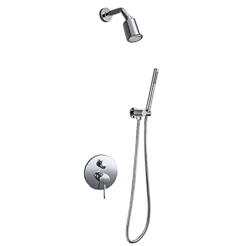 GLETSF Duschsystem, Rundes Regenduschkopfsystem Mit Handbrause-Kombi-Set, Wandmontiertes Duscharmatur-Set Komplett Mit Messingventil Und Zierset, Gebürstetes Gold-Chrome GLETSF Duschsystem, Rundes Regenduschkopfsystem Mit Handbrause-Kombi-Set, Wandmontiertes Duscharmatur-Set Komplett Mit Messingventil Und Zierset, Gebürstetes Gold-Chrome von GLETSF