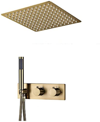 GLETSF Duschsystem, Unterputz-Thermostat-Duschmischer-Set, Duscharmatur-Set Aus Gebürstetem Gold Mit Handbrause Aus Messing Und Regenduschkopf, Fortschrittliche Lufteinspritztec-10 Inch GLETSF Duschsystem, Unterputz-Thermostat-Duschmischer-Set, Duscharmatur-Set Aus Gebürstetem Gold Mit Handbrause Aus Messing Und Regenduschkopf, Fortschrittliche Lufteinspritztec-10 Inch von GLETSF
