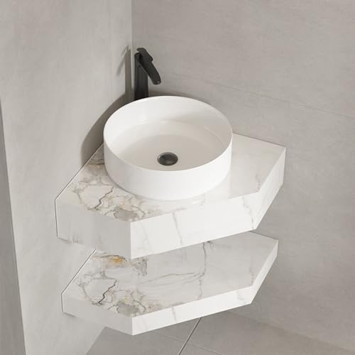 GLETSF Eckbadezimmer-Waschtischunterschrank mit Waschbecken, schwebender, an der Wand montierter Kleiner Waschtisch, Waschbecken-Design mit Wasserhahn und Abfluss.Ink White-60cm GLETSF Eckbadezimmer-Waschtischunterschrank mit Waschbecken, schwebender, an der Wand montierter Kleiner Waschtisch, Waschbecken-Design mit Wasserhahn und Abfluss.Ink White-60cm von GLETSF
