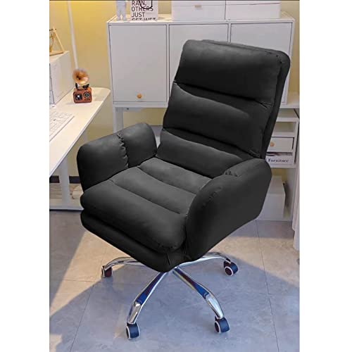 GLETSF Ergonomischer Bürostuhl mit Liegefunktion, einziehbare Fußstütze, mit 135°-Rückenlehne, drehbarer Chefsessel aus Stoff für Büro, Zuhause, Arbeitszimmer A Schwarz (Schwarz A) von GLETSF