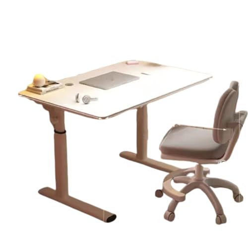 GLETSF Funktionelles Schreibtisch- und Stuhlset, höhenverstellbarer Kinderschreibtisch mit Aufbewahrungsschublade, mobiler Rollen für Jungen und Mädchen (80 x 60 cm) von GLETSF