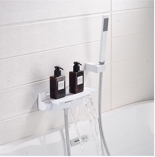 GLETSF Gold Badezimmer Massiv Messing Badewanne Wasserhahn Set Matt Schwarz Wasserfall Dusche Wasserhahn Kran-Blanc GLETSF Gold Badezimmer Massiv Messing Badewanne Wasserhahn Set Matt Schwarz Wasserfall Dusche Wasserhahn Kran-Blanc von GLETSF