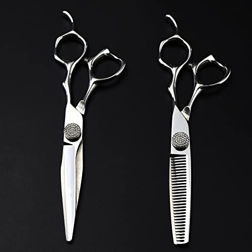 GLETSF Haarschneidescheren-Set, 6 Zoll, professionelle JP 440c-Stahllagerschere, Gem-Haarschere, Haarschnitt, Effilierschere, Friseurscheren-Set. von GLETSF