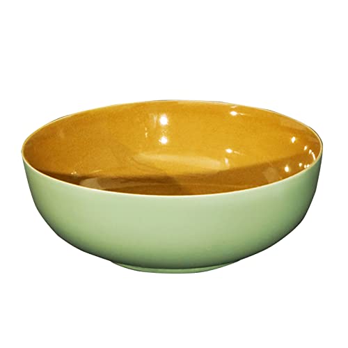 GLETSF Keramik-Waschbecken Für Badezimmer, Aufsatzwaschbecken, Außen Grün Und Innen Goldfarben, Modernes Design-Waschbecken, 40 X 40 X 15 cm, Für Die Innen- Und Außendekoration von GLETSF