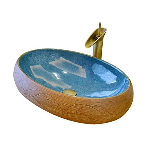 GLETSF Keramikbecken Waschbecken Oval Badezimmer Waschraum Home Art Becken Bunte Keramik Waschbecken Badezimmer Waschbecken GLETSF Keramikbecken Waschbecken Oval Badezimmer Waschraum Home Art Becken Bunte Keramik Waschbecken Badezimmer Waschbecken von GLETSF