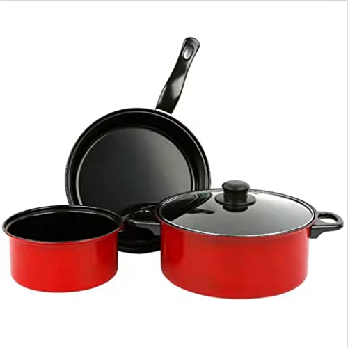 GLETSF Kochgeschirr 3-Teiliges Antihaftbeschichtetes Kochgeschirr-Set, Inklusive Milchtopf, Suppentopf, Bratpfanne Mit 1 Glasdeckel GLETSF Kochgeschirr 3-Teiliges Antihaftbeschichtetes Kochgeschirr-Set, Inklusive Milchtopf, Suppentopf, Bratpfanne Mit 1 Glasdeckel von GLETSF