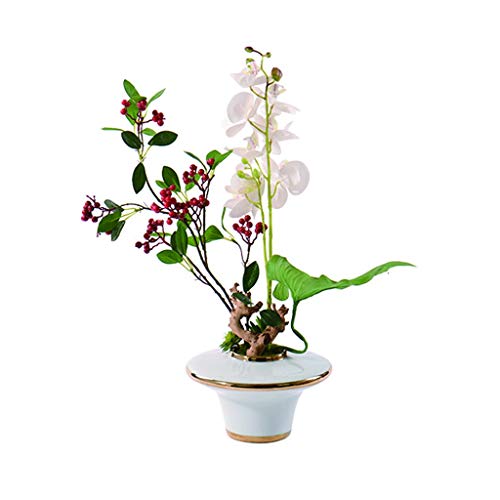 GLETSF Künstliche Blumen, Künstliche Phalaenopsis-Seidenblume Mit Beeren In Weißer Vase Für Das Wohnzimmer, Hotel, Büro, Platzierung, Künstliche Blumen, Bonsai-Blumen, Arrangement, B von GLETSF