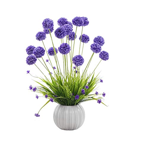 GLETSF Künstliche Blumen, Künstlicher Bonsai, Künstlicher Hortensienstrauß Mit Runder Vase, Kunstblumenstiele Für Tischdekoration Zu Hause, Hochzeitsfeier-Dekoration, Künstliche Blum von GLETSF