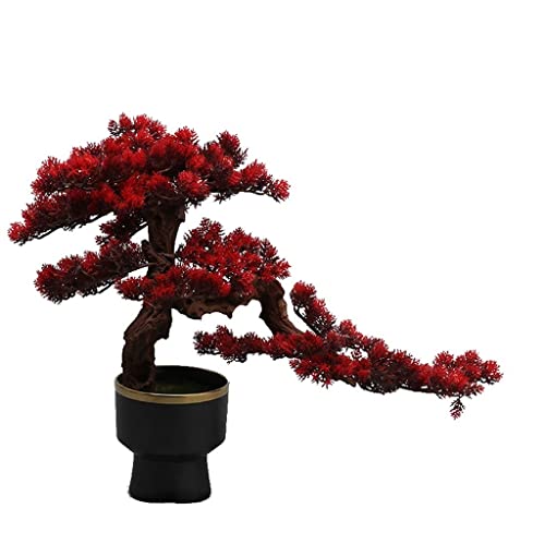 GLETSF Künstliche Bonsai-Pflanze, Rotes Ahornblatt, Simulationsbaum, Topfpflanze, Teestube, Veranda, Flur, Schreibtisch, Desktop-Ornamente, 19,6 Zoll von GLETSF