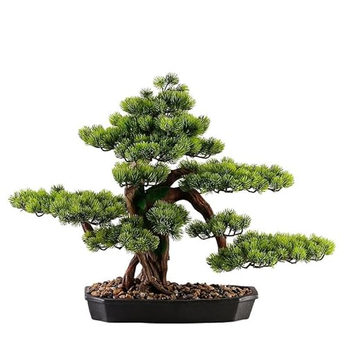GLETSF Künstliche Pflanzen Für Den Innenbereich, Simulierte Einladende Kiefer, Ornamente Im Chinesischen Stil, Bonsai, Wohnzimmer, Künstlicher Baum, Grüne Zimmerpflanze, Dekorat-A von GLETSF