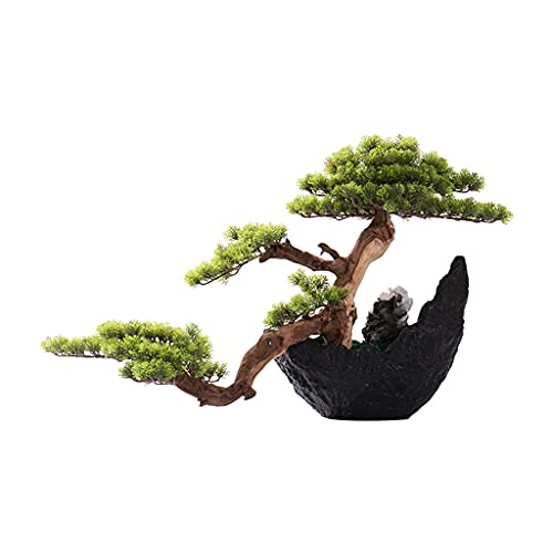GLETSF Künstlicher Baum, Künstliche Pflanze, Bonsai, Kreativer Keramik-Blumentopf, Simulation Holzwurzelschnitzerei, Willkommenskiefer, Wohnzimmer- Und Büro-Desktop-Dekoration, Simul von GLETSF