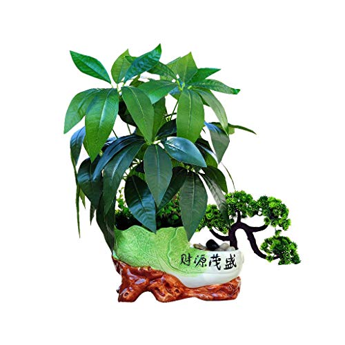 GLETSF Künstlicher Bonsai-Glücksbaum, Simulation, Topf-Simulationsbaum, Innengarten, Heimbüro-Dekoration, Künstliche Pflanze, Bonsai, Kunststoff-Simulationsbaum, Künstliche Pfla von GLETSF