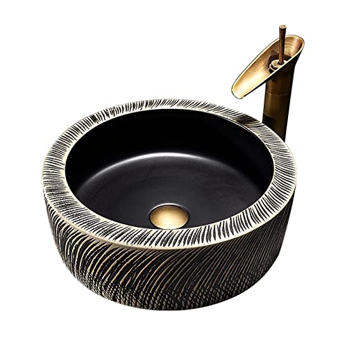 GLETSF Rechteckiges Badezimmer-Waschbecken, Minimalistisches, Künstlerisches Porzellan-Waschbecken Mit Schwarzem Wasserhahn Und Pop-Up-Abfluss, Gelb B-Yellow B-Yellow A GLETSF Rechteckiges Badezimmer-Waschbecken, Minimalistisches, Künstlerisches Porzellan-Waschbecken Mit Schwarzem Wasserhahn Und Pop-Up-Abfluss, Gelb B-Yellow B-Yellow A von GLETSF