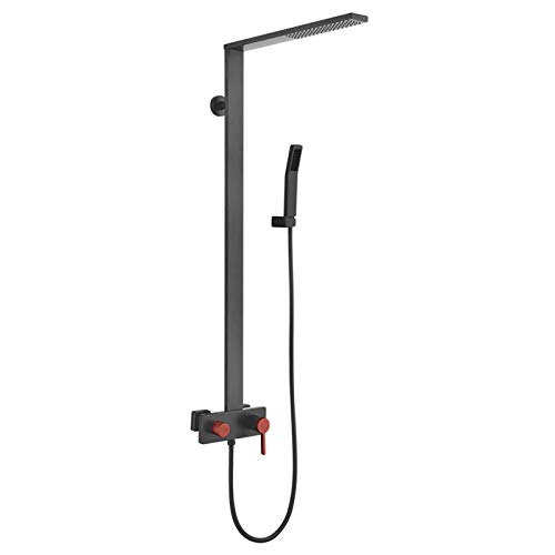 GLETSF Regenduschsystem Mit Wasserfallauslauf, An Der Wand Montiertes Hochdruck-Duscharmatur-Set Mit Regenduschkopf Und Handbrausen, Gebürstetes Gold-Black Red GLETSF Regenduschsystem Mit Wasserfallauslauf, An Der Wand Montiertes Hochdruck-Duscharmatur-Set Mit Regenduschkopf Und Handbrausen, Gebürstetes Gold-Black Red von GLETSF