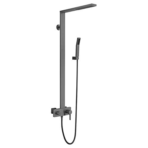 GLETSF Regenduschsystem Mit Wasserfallauslauf, An Der Wand Montiertes Hochdruck-Duscharmatur-Set Mit Regenduschkopf Und Handbrausen, Gebürstetes Gold-Grey GLETSF Regenduschsystem Mit Wasserfallauslauf, An Der Wand Montiertes Hochdruck-Duscharmatur-Set Mit Regenduschkopf Und Handbrausen, Gebürstetes Gold-Grey von GLETSF