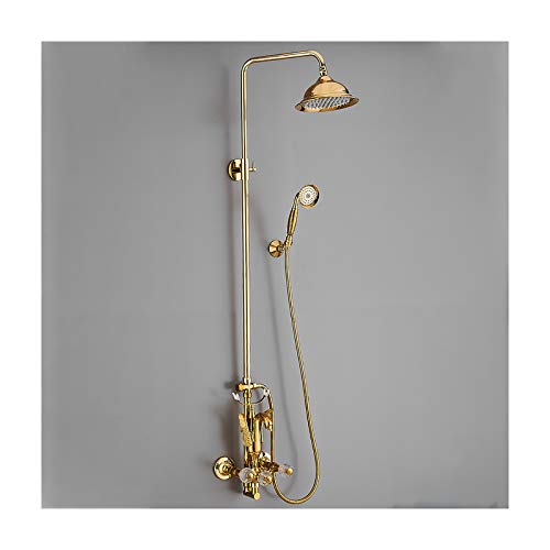 GLETSF Regenduschsystem Schwanen-Duscharmatur-Set Wandmontiertes Dusch-Kombi-Set Messing-Regenmischbatterie Mit Handbrause, Regenduschkopf, Gold-Gold GLETSF Regenduschsystem Schwanen-Duscharmatur-Set Wandmontiertes Dusch-Kombi-Set Messing-Regenmischbatterie Mit Handbrause, Regenduschkopf, Gold-Gold von GLETSF