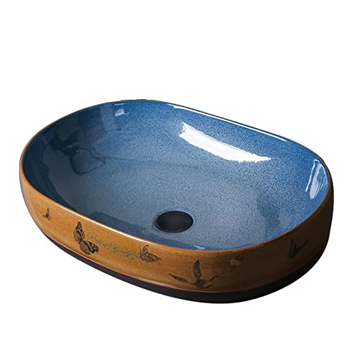 GLETSF Retro-Waschbecken Für Badezimmer, Handgeschnitztes Keramik-Waschbecken, Oval, 58 X 40 X 14 cm, Kunstwaschbecken, Dekoration Für Haushalt, Hotel, Restaurant GLETSF Retro-Waschbecken Für Badezimmer, Handgeschnitztes Keramik-Waschbecken, Oval, 58 X 40 X 14 cm, Kunstwaschbecken, Dekoration Für Haushalt, Hotel, Restaurant von GLETSF