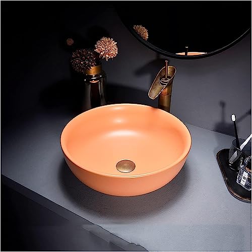 GLETSF Rundes Aufsatzwaschbecken, Klassisches Aufsatzwaschbecken Aus Keramik Mit Pop-Up-Ablaufgarnitur-Orange-Blue GLETSF Rundes Aufsatzwaschbecken, Klassisches Aufsatzwaschbecken Aus Keramik Mit Pop-Up-Ablaufgarnitur-Orange-Blue von GLETSF