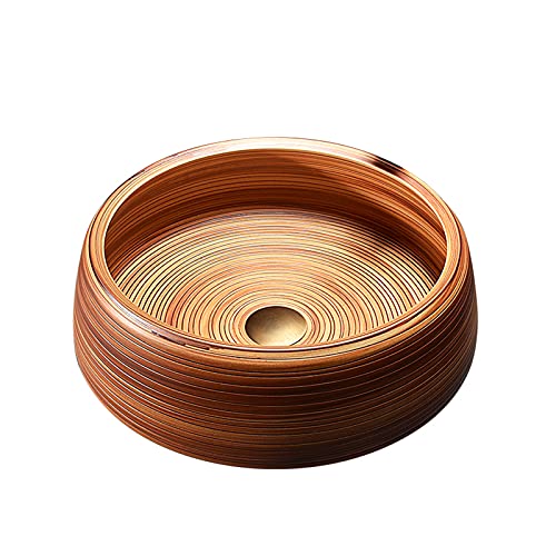 GLETSF Rundes Aufsatzwaschbecken Aus Keramik, Modernes Orange Gestreiftes Badezimmer-Waschbecken, Kunstwaschbecken, 42 X 42 X 16 cm, Minimalistisches Waschtischbecken Für Die In GLETSF Rundes Aufsatzwaschbecken Aus Keramik, Modernes Orange Gestreiftes Badezimmer-Waschbecken, Kunstwaschbecken, 42 X 42 X 16 cm, Minimalistisches Waschtischbecken Für Die In von GLETSF