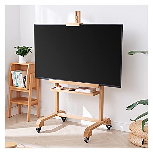 GLETSF TV-Ständer aus Holz, bodenstehend, Staffelei, robuster mobiler TV-Wagen mit Ablagefläche, modernes Klassenzimmer zu Hause von GLETSF