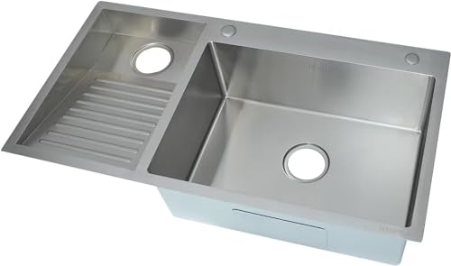 GLETSF Wäschewanne Balkon Haushalt Edelstahl, Waschbecken Mit Waschbrett Leicht Zu Reinigen Doppelspüle Wäschepool-90-48cm Silver-Left GLETSF Wäschewanne Balkon Haushalt Edelstahl, Waschbecken Mit Waschbrett Leicht Zu Reinigen Doppelspüle Wäschepool-90-48cm Silver-Left von GLETSF