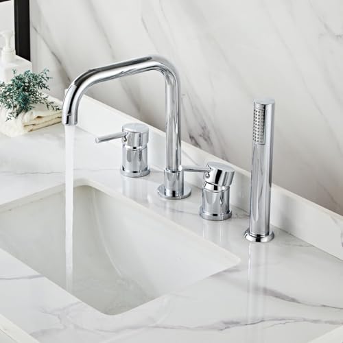 GLETSF Wandmontierter Duschhahn-Set, Duschmischbatterie Gold Badezimmer-Mischbatterie Mit Dusche 360 Grad Drehbarer Wasserhahn Einhebel-Duschmischer-B-Chrome-B von GLETSF