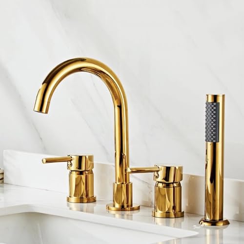 GLETSF Wandmontierter Duschhahn-Set, Duschmischbatterie Gold Badezimmer-Mischbatterie Mit Dusche 360 Grad Drehbarer Wasserhahn Einhebel-Duschmischer-B-Gold-A GLETSF Wandmontierter Duschhahn-Set, Duschmischbatterie Gold Badezimmer-Mischbatterie Mit Dusche 360 Grad Drehbarer Wasserhahn Einhebel-Duschmischer-B-Gold-A von GLETSF
