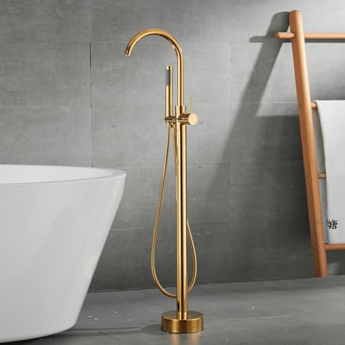 GLETSF Wandmontierter Duschhahn-Set,Badewannen-Duschmischer Schwarz Freistehender Badezimmerhahn Badewannendusche Duschkopf Und Schlauch-Set Für Badewannenhähne-A-Gold-B GLETSF Wandmontierter Duschhahn-Set,Badewannen-Duschmischer Schwarz Freistehender Badezimmerhahn Badewannendusche Duschkopf Und Schlauch-Set Für Badewannenhähne-A-Gold-B von GLETSF