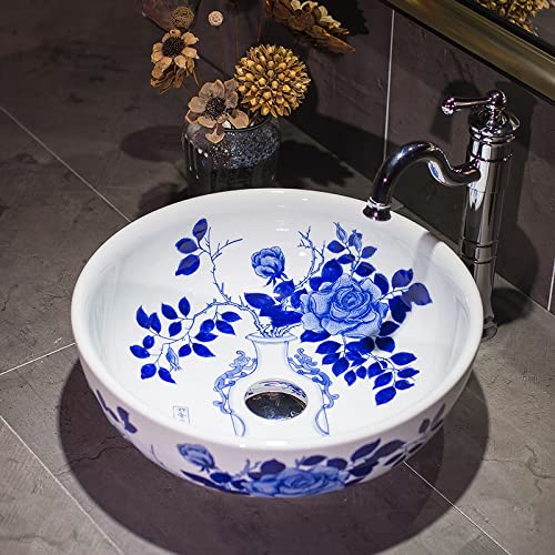 GLETSF Waschbecken, Aufsatzwaschbecken Blau Und Weiß Keramik Waschbecken Badezimmer Waschbecken, 1 Set GLETSF Waschbecken, Aufsatzwaschbecken Blau Und Weiß Keramik Waschbecken Badezimmer Waschbecken, 1 Set von GLETSF