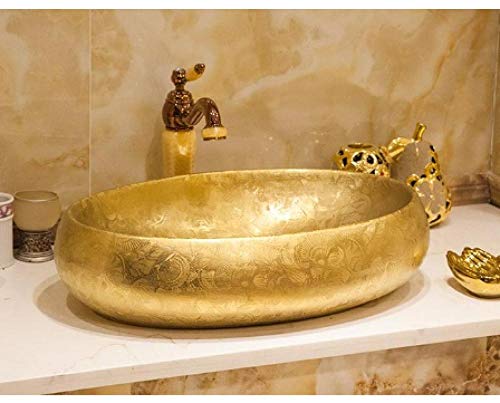 GLETSF Waschbecken, Aufsatzwaschbecken Oval Porzellan Klassische Malerei Kunst Aufsatzwaschbecken Keramik Waschbecken Porzellanwaschbecken-D GLETSF Waschbecken, Aufsatzwaschbecken Oval Porzellan Klassische Malerei Kunst Aufsatzwaschbecken Keramik Waschbecken Porzellanwaschbecken-D von GLETSF