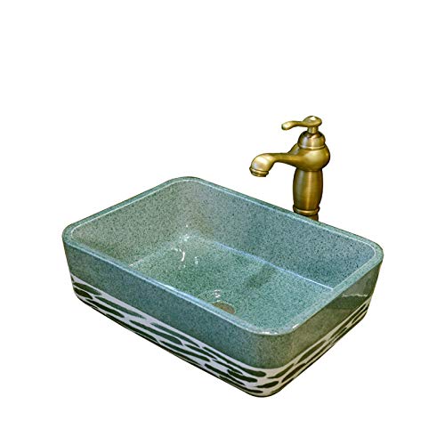 GLETSF Waschbecken, Badezimmer Rechteckiges Waschbecken Retro Kreatives Keramikwaschbecken Badezimmerwaschbecken von GLETSF