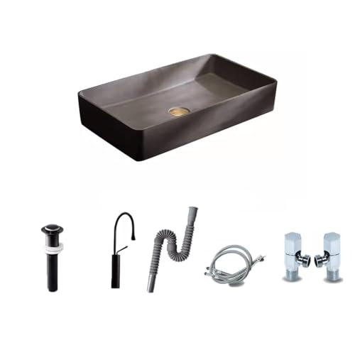 GLETSF Waschbecken Fürs Badezimmer, Aufsatzwaschbecken, Betonwaschbecken, Haushaltswaschbecken, Aufsatzwaschbecken, Waschbecken, Balkonwaschbecken Fürs Badezimmer-One Color-B von GLETSF