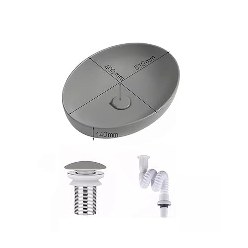 GLETSF Waschbecken Fürs Badezimmer, Aufsatzwaschbecken, Nordisches Mattgraues Keramik-Tischwaschbecken, Ovales Waschbecken, Badezimmer, Balkon, Heimwaschbecken, Einzelwaschbecke-A-One Size GLETSF Waschbecken Fürs Badezimmer, Aufsatzwaschbecken, Nordisches Mattgraues Keramik-Tischwaschbecken, Ovales Waschbecken, Badezimmer, Balkon, Heimwaschbecken, Einzelwaschbecke-A-One Size von GLETSF